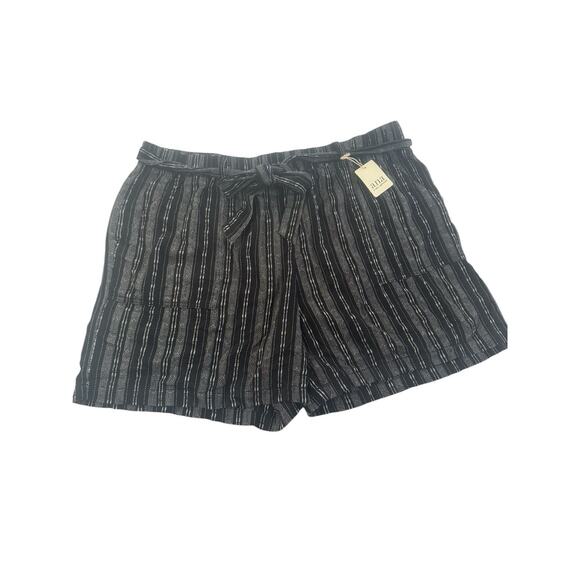 NWT a.n.a. Linen Blend Shorts Women Plus Size 2X High Waist Tie Beach Boho #5758 - Picture 1 of 14